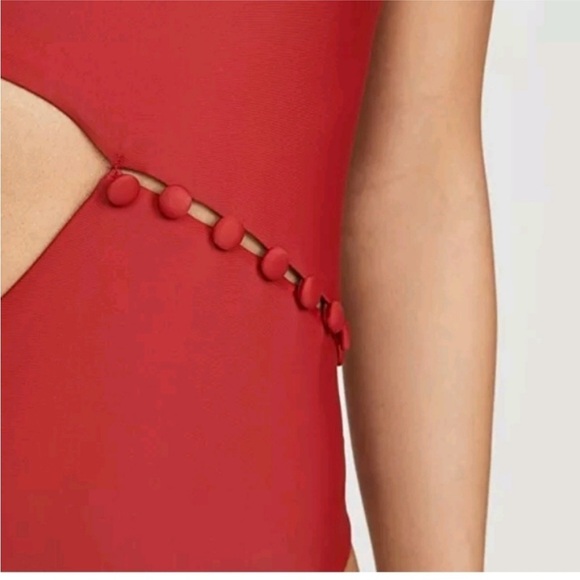 Red Carter Peri Red Cut Out One Piece Swimsuit - Picture 9 of 9